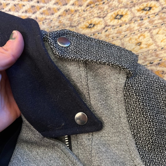 BNWOT Theory Adashi K Wool Moto Jacket in Black/White/Navy (Sz M) (REVOLVE,$265) - Picture 10 of 14